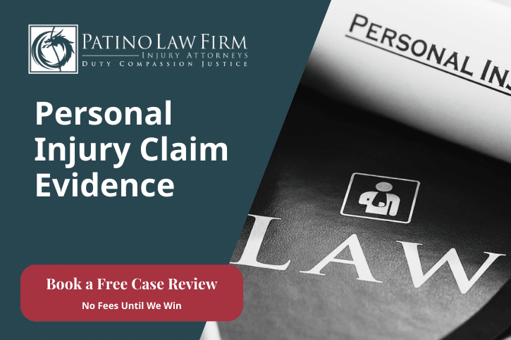 Featured image for a blog post about personal injury claim evidence, including why it's important and what evidence to collect, plus a call to action to call the McAllen and San-Antonio-based personal injury law firm.